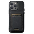 For iPhone 15 Pro Max Suteni H03 Litchi Leather Card Bag Stand Back Phone Case(Black)