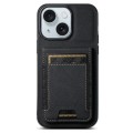 For iPhone 15 Plus Suteni H03 Litchi Leather Card Bag Stand Back Phone Case(Black)