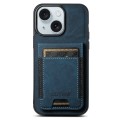 For iPhone 15 Plus Suteni H03 Litchi Leather Card Bag Stand Back Phone Case(Blue)