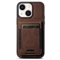 For iPhone 14 Plus Suteni H03 Litchi Leather Card Bag Stand Back Phone Case(Brown)