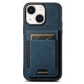 For iPhone 14 Plus Suteni H03 Litchi Leather Card Bag Stand Back Phone Case(Blue)