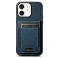 For iPhone 12 / 12 Pro Suteni H03 Litchi Leather Card Bag Stand Back Phone Case(Blue)
