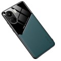 For Xiaomi Redmi 13C All-inclusive Leather Organic Glass Phone Case with Metal Iron Sheet(Green)