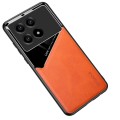 For Xiaomi Redmi K70 All-inclusive Leather Organic Glass Phone Case with Metal Iron Sheet(Yellow)