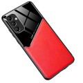 For Samsung Galaxy A14 All-inclusive Leather Organic Glass Phone Case with Metal Iron Sheet(Red)