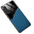 For Samsung Galaxy S24 5G All-inclusive Leather Organic Glass Phone Case with Metal Iron Sheet(Blue)