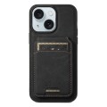 For iPhone 15 Suteni H17 Litchi Texture Leather MagSafe Detachable Wallet Phone Case(Black)