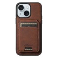For iPhone 15 Suteni H17 Litchi Texture Leather MagSafe Detachable Wallet Phone Case(Brown)
