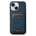 For iPhone 15 Suteni H17 Litchi Texture Leather MagSafe Detachable Wallet Phone Case(Blue)