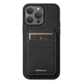 For iPhone 14 Pro Suteni H17 Litchi Texture Leather MagSafe Detachable Wallet Phone Case(Black)