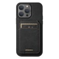 For iPhone 13 Pro Max Suteni H17 Litchi Texture Leather MagSafe Detachable Wallet Phone Case(Black)