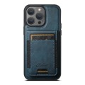 For iPhone 15 Pro Max Suteni H17 Oil Eax Leather MagSafe Detachable Wallet Phone Case(Blue)