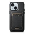 For iPhone 15 Suteni H17 Oil Eax Leather MagSafe Detachable Wallet Phone Case(Black)