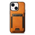 For iPhone 14 Plus Suteni H17 Oil Eax Leather MagSafe Detachable Wallet Phone Case(Khaki)