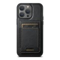 For iPhone 14 Pro Suteni H17 Oil Eax Leather MagSafe Detachable Wallet Phone Case(Black)