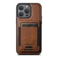 For iPhone 14 Pro Suteni H17 Oil Eax Leather MagSafe Detachable Wallet Phone Case(Brown)