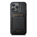 For iPhone 14 Pro Max Suteni H17 Oil Eax Leather MagSafe Detachable Wallet Phone Case(Black)