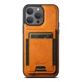 For iPhone 12 Pro Max Suteni H17 Oil Eax Leather MagSafe Detachable Wallet Phone Case(Khaki)