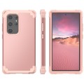 For Samsung Galaxy S24 Ultra 5G 3 in 1 Silicone Hybrid PC Shockproof Phone Case(Rose Gold)