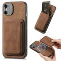 For iPhone X / XS Retro Leather Card Bag Magnetic Phone Case(Brown)