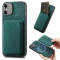 For iPhone X / XS Retro Leather Card Bag Magnetic Phone Case(Green)
