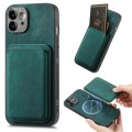 For iPhone 12 Retro Leather Card Bag Magnetic Phone Case(Green)