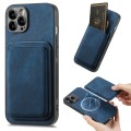For iPhone 12 Pro Max Retro Leather Card Bag Magnetic Phone Case(Blue)