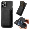 For iPhone 12 Pro Max Retro Leather Card Bag Magnetic Phone Case(Black)