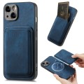 For iPhone 14 Plus Retro Leather Card Bag Magnetic Phone Case(Blue)