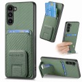 For Samsung Galaxy S24 5G Carbon Fiber Card Bag Fold Stand Phone Case(Green)