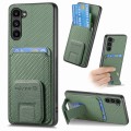 For Samsung Galaxy S23 5G Carbon Fiber Card Bag Fold Stand Phone Case(Green)