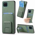 For Samsung Galaxy A12 5G Carbon Fiber Card Bag Fold Stand Phone Case(Green)