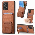 For Samsung Galaxy A13 4G Carbon Fiber Card Bag Fold Stand Phone Case(Brown)