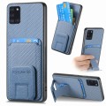 For Samsung Galaxy A21s Carbon Fiber Card Bag Fold Stand Phone Case(Blue)
