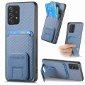 For Samsung Galaxy A52 Carbon Fiber Card Bag Fold Stand Phone Case(Blue)