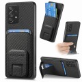For Samsung Galaxy A52 Carbon Fiber Card Bag Fold Stand Phone Case(Black)