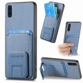 For Samsung Galaxy A50/A50s/A30s Carbon Fiber Card Bag Fold Stand Phone Case(Blue)