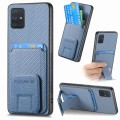 For Samsung Galaxy  A51 5G Carbon Fiber Card Bag Fold Stand Phone Case(Blue)