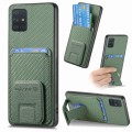 For Samsung Galaxy A51 Carbon Fiber Card Bag Fold Stand Phone Case(Green)
