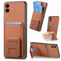 For Samsung Galaxy A04 4G Carbon Fiber Card Bag Fold Stand Phone Case(Brown)