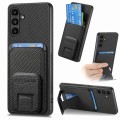 For Samsung Galaxy A14 4G/5G Carbon Fiber Card Bag Fold Stand Phone Case(Black)