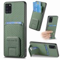 For Samsung Galaxy A31 Carbon Fiber Card Bag Fold Stand Phone Case(Green)