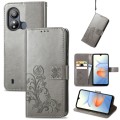 For ZTE Blade L220 Four-leaf Clasp Embossed Leather Phone Case(Rrey)