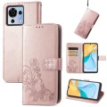 For ZTE Blade V50 Vita Four-leaf Clasp Embossed Leather Phone Case(Rose Gold)