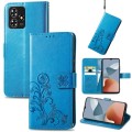 For ZTE Blade A73 4G Four-leaf Clasp Embossed Leather Phone Case(Blue)