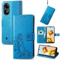 For ZTE Blade A33S Four-leaf Clasp Embossed Leather Phone Case(Blue)