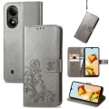 For ZTE Blade A33S Four-leaf Clasp Embossed Leather Phone Case(Rrey)