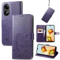 For ZTE Blade A33S Four-leaf Clasp Embossed Leather Phone Case(Purple)