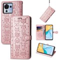 For ZTE Blade V50 Vita Cat and Dog Embossed Leather Phone Case(Rose Gold)