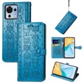 For ZTE Blade V50 Vita Cat and Dog Embossed Leather Phone Case(Blue)